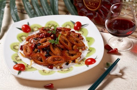广式九转大肠中式菜品美食素材图片