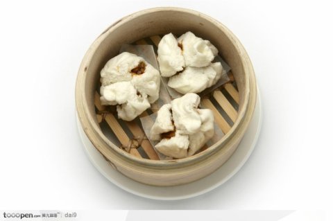 粤式点心-扒开的包子